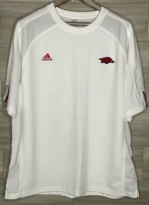 Arkansas Razorbacks Adidas Climacool White Short Short Sleeve NCAA Mens XL EUC - Image 1 of 4