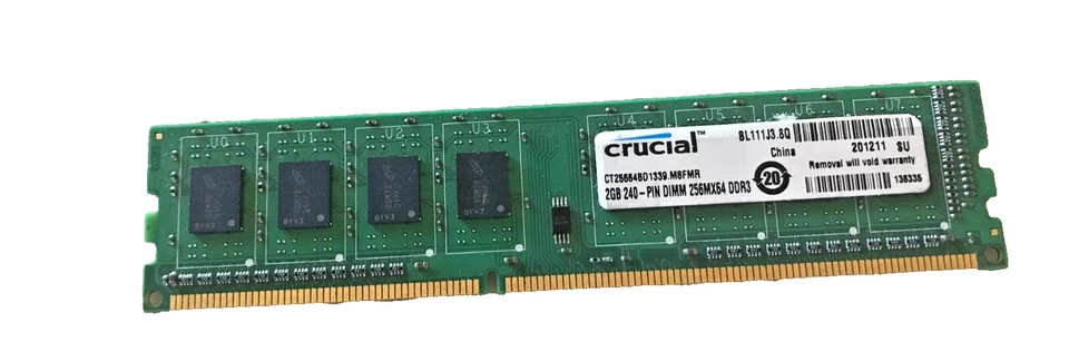 Crucial CT25664BA1339.M8FMR 2GB PC3-10600 DDR3-1333MHz Desktop Memory - Image 1 of 1