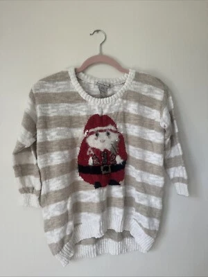 Suéter American Rag Mujer Talla Pequeña Papá Noel Rayas Navidad Algodón Foto 1 de 4