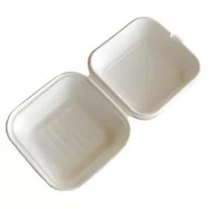 Cajas de hamburguesas de bagazo caña de azúcar de 6 x 6 pulgadas caja de comida caja de almuerzo - Imagen 1 de 7