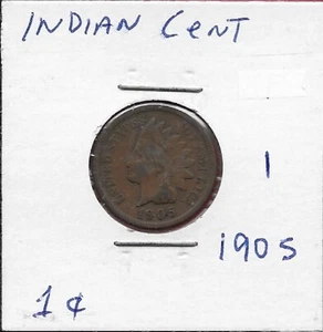 USA INDIAN HEAD 1 CENT 1905 LIBERTY WITH INDIAN HEADDRESS BEARING THE WORD LIBER - Picture 1 of 2