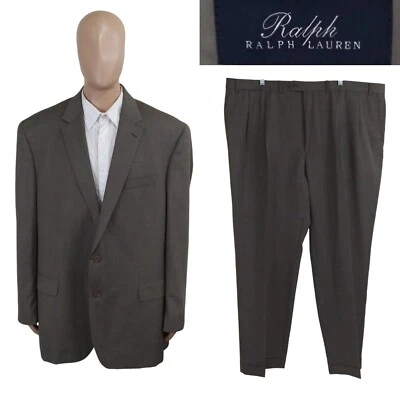NEW Ralph Lauren Two Piece Olive Green Birdseye 100% Wool Suit 52L Pants 48X31 - Image 1 of 4