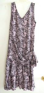 Ladies Dress Size 10 Pink Black Floral ALL THAT JAZZ Tiered Ruffle Flapper Style - Picture 1 of 8