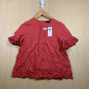 NWT Polo Ralph Lauren Blouse Shirt Youth 14 Red Short Sleeve Girl's Pullover - Picture 1 of 12