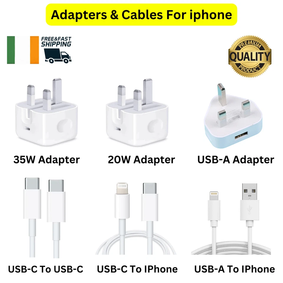 35W 20W For iPhone Adapter Plug USB-C Type C Charger Cable 1m 2m 12 13 14 15 16 - Image 1 of 1