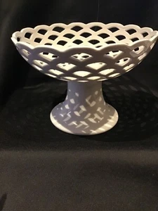 Cuenco pedestal reticulado blanco vintage La Porcellana Bianca. - Imagen 1 de 18