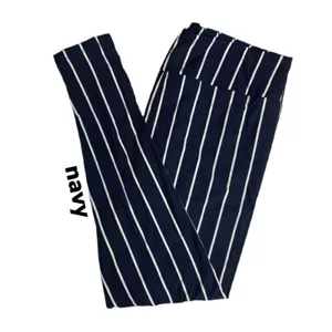 OS LuLaRoe Leggings ~ MARINEBLAU & WEISS STREIFENMUSTER ~ Größen 2-10, ONE SIZE - Bild 1 von 3