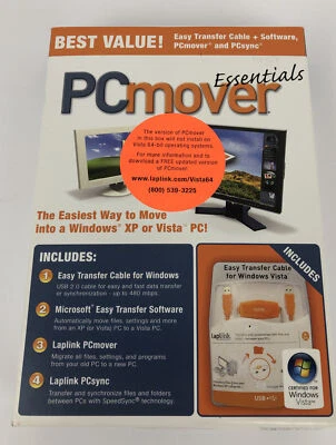 Laplink PC Mover Essentials ( CD , Transfer Cable , Quick Start Guide ) PCmover - Image 1 of 4