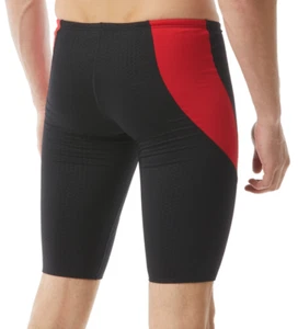 TYR ' DURAFAST ELITE ' MENS CURVE SPLICE JAMMER SWIMSUIT ' HEXA BLACK/RED ' 36 - Picture 1 of 2