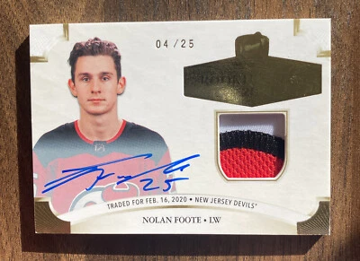 2020-21 UD The Cup NOLAN FOOTE "Rookie Class Auto/Patch" #'d/25 DEVILS - Image 1 of 4