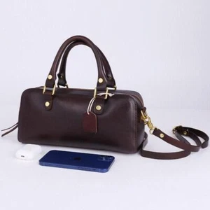 Leder Boston Bag Medium, Damen Baguette Bag aus gegerbtem Leder, süße Handtasche Geldbeutel - Bild 1 von 11