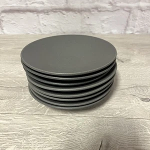 Crate & Barrel Craft Charcoal Grey Stoneware Appetizer Plates 8pc Set - Picture 1 of 17