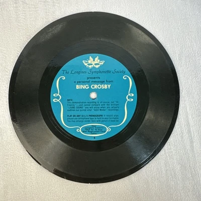 Bing Crosby Flexi-disc 7" 33 ⅓ RPM Single Sided Card backed Promo 1966 NO SLEEVE - Image 1 of 2