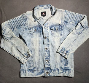 Southpole Jacke Herren Small Distressed Knopfleiste Kragen Denim Jeans Trucker - Bild 1 von 18