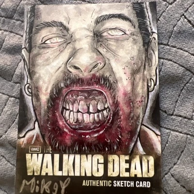 1/1 The Walking Dead Season 2 hand drawn Trading Card Authentic Sketch signed  - Image 1 of 4
