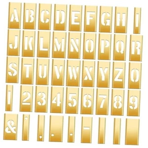 45 Pcs Brass Stencils Letters and Numbers Set Interlocking Letter Metal 2 Inch - Picture 1 of 7