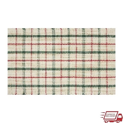 Alfombra a Cuadros Hecha a Mano Yute Rayón Entrada Interior Sala Decoración 20x34 Nueva Foto 1 de 4