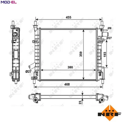 RADIATOR ENGINE COOLING 53989 FOR J4D/J4K/J4M/J4N/J4P/J4S/BAA/A9A/A9B 1.3L 4cyl - Image 1 of 4