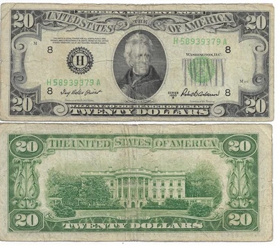 1950B $20 8 H Federal Reserve Note H58939379A - Image 1 of 2