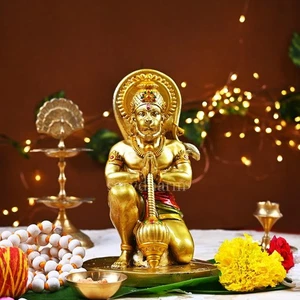 Statua idolo Hanuman Ji Bajrangbali fatta a mano statuina decorazione pezzo da esposizione - Foto 1 di 6
