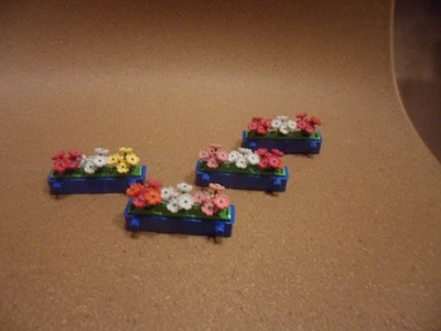 4 Jardinières Bleu Bac Vert Pour Balcon + Fleurs    Playmobil - Photo 1/3