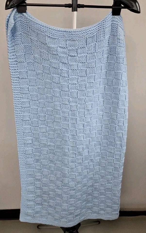 BEAUTIFUL NEW HANDMADE CROCHET BABY BLANKET/AFGHAN PASTEL BABY BLUE  - Image 1 of 4