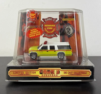 NIB CODE 3 NEWARK Fire Department  1/64 SUBURBAN Diecast #12408, Limited Edition - Image 1 of 4