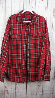 Camisa de franela descolorida Glory para hombre XLT (46-48) a cuadros con botones manga larga preppy Foto 1 de 4