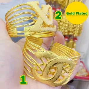 Thai Gold Plated 24k Bracelet Fashion Yellow Chain Pendant Jewelry Free Size - Picture 1 of 3