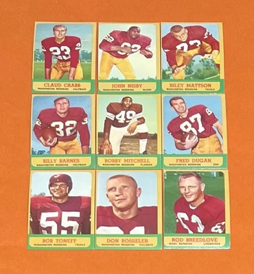 1963 Topps (9) diferentes *paquete nítido fresco* lote de tarjetas de fútbol *CgC605* Foto 1 de 2