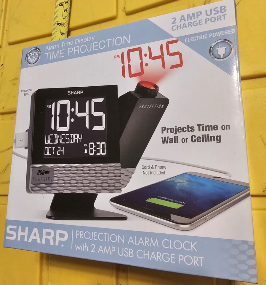 Sharp Projection Dual Alarm Clock w/Sleep 8 Sleep Sounds  Works w/Adapter - Image 1 of 4
