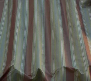 Pink/Taupe/Gold Vertical Stripes 100% Silk Taffeta Fabric 44" W By Yard (SD-705) - Picture 1 of 2