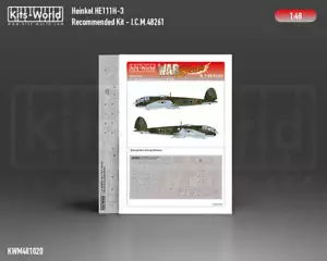 Kits-World M481020 1:48 Heinkel He-111H-3 Canopy & Wheels Paint Mask (Outside On - Picture 1 of 2