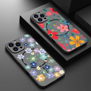 Funda híbrida magnética con flores para iPhone 16 15 Pro Max Plus 16e 14 13 12 11 - Imagen 1 de 19