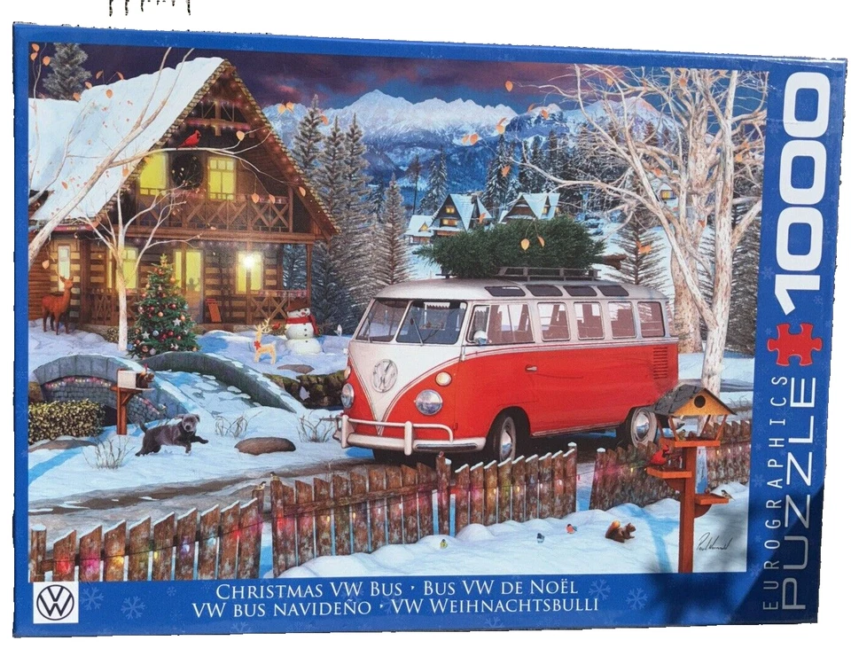 Eurographics 1000 Piece Jigsaw Puzzle CHRISTMAS VW BUS PACKAGE