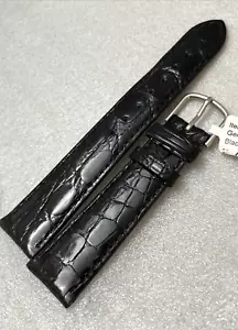DeBeer PARIS Men Watch Strap 20 x 16 Black Genuine Crocodile Shiny Gloss - Picture 1 of 11