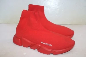 Balenciaga Red Knit Fabric Speed Trainer Sneakers Men's Size 10 US - Picture 1 of 11
