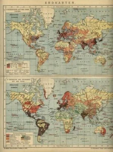 1901 = POPOLAZIONI E RELIGIONI NEL MONDO = Antica Mappa = Carta OLD MAP - Bild 1 von 1