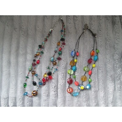 2 collares con cuentas de vidrio moteado piedra color multicolor YOUSI de CHICO Foto 1 de 4