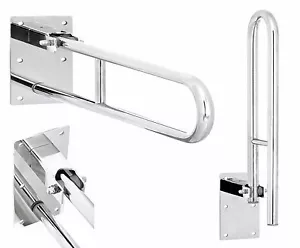 Stainless Steel Hinged Bathroom Safety Rail Grab Bar Support Drop Down, 600mm - Picture 1 of 11