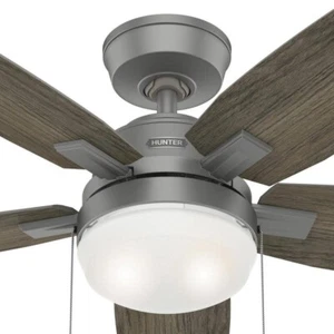 Hunter Fan 52 in Contemporary Matte Silver Ceiling Fan with Pull Chain and Light - Picture 1 of 6