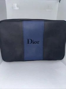 Dior Navy & Black Toiletry Bag Dropp Kit Pouch Travel Case Dual Zipper New - Picture 1 of 5