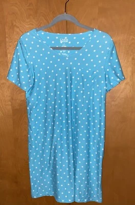 Croft & Barrow Blue With White Polkadots  Short S/S Nightgown S - Image 1 of 4