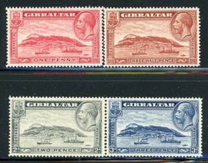 GIBRALTAR 96-99 SG110-13 MH 1931-33 KGV Rock of Gibraltar set 4 Perf 14 CV$30 - Picture 1 of 2