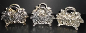 Paul Revere Silversmiths Silver Plated Grape Design Buffet Caddy Set 3 Godinger - Picture 1 of 11