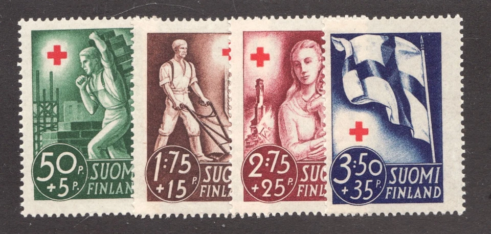 1941 Finland Sc #B44-47 Semi-postal, Red Cross, Patriotic, Flag,  MNH Cv$15.30 - Image 1 of 1