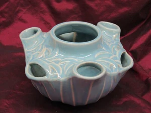 Vintage McCoy aqua strawberry planter pottery pot 8" x 4.5" - Picture 1 of 7
