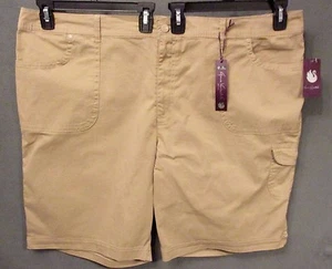 Women's GLORIA VANDERBILT LUISA Cargo Bermuda SHORTS sz 24W Khaki Tan NWT #2559 - Picture 1 of 8