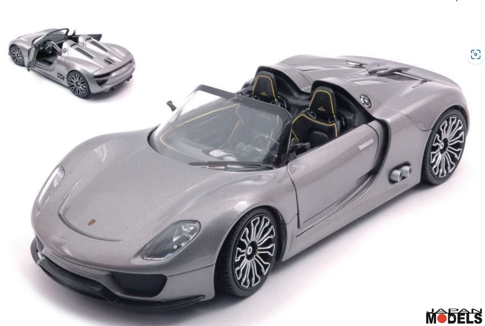 PORSCHE 918 SPYDER HYBRID 2013 SILVER Welly Nex Models 1:24 Die Cast WE4694 - Immagine 1 di 1