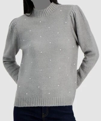 Suéter cuello falso adornado gris para mujer International Concepts talla XL de $60 Inc Foto 1 de 3